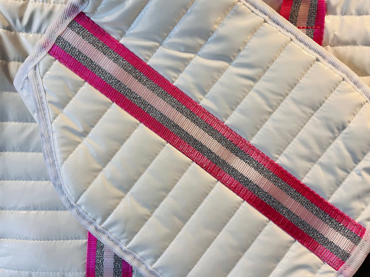 Pearl Puffer with Pink Stripes