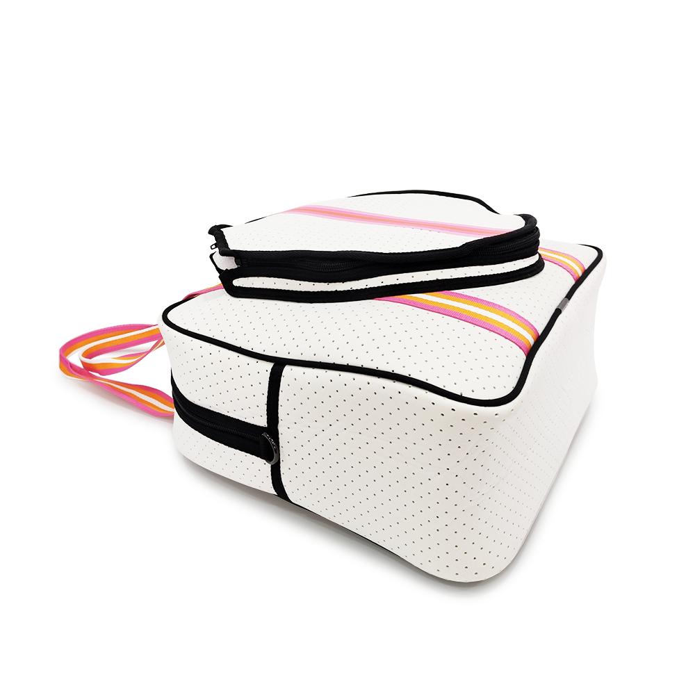 White with Pink and Orange stripes